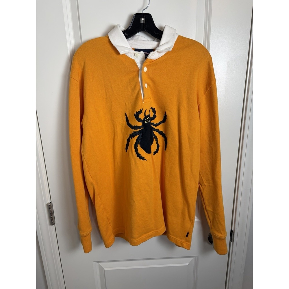 Rowing Blazers Men's  Rugby Shirt  Long Sleeve Orange W/ Spider, Size Large